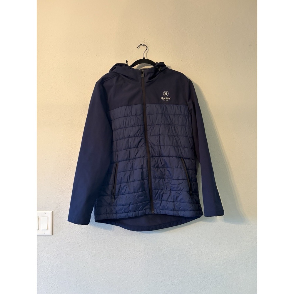 Hurley Sonora Softshell Windproof Hybrid Windbreaker Puffer Hoodie Jacket Coat L